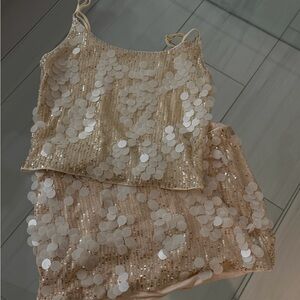 Sequin Embellished Tank and Skirt Set